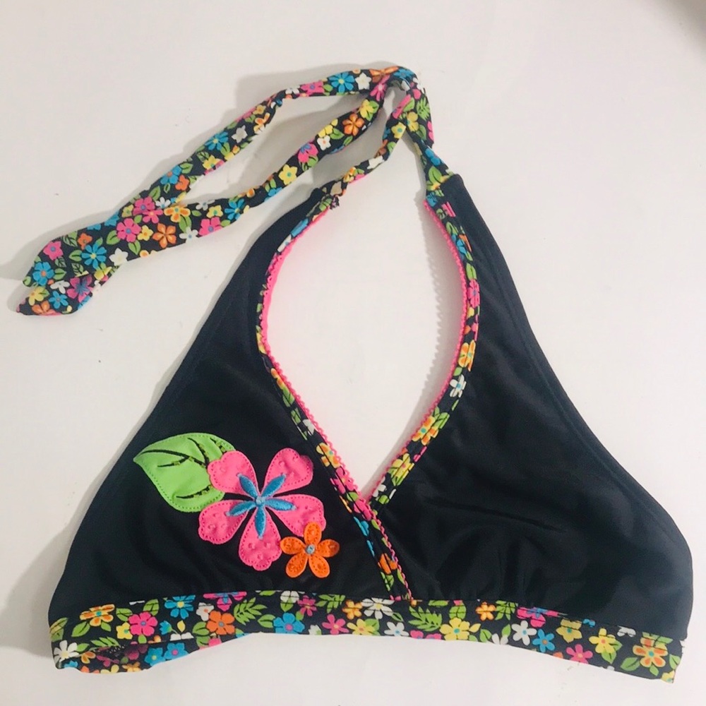 Limited Too Club Too Flower Embroidered Bikini Top